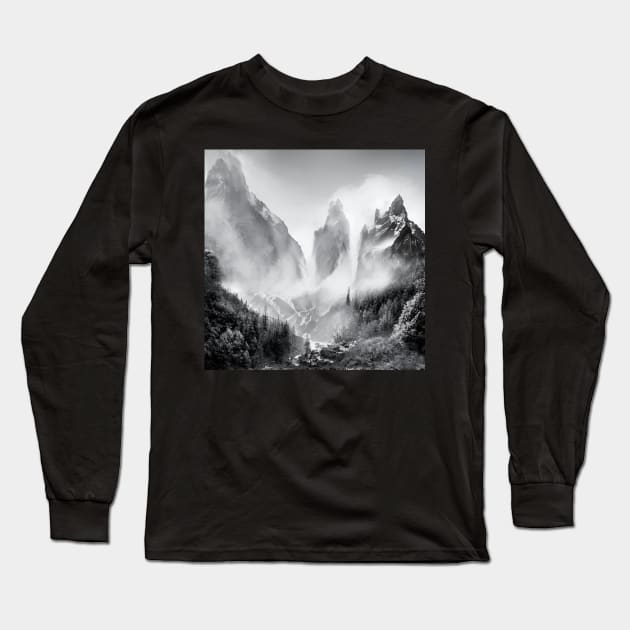 Misty Mountains Long Sleeve T-Shirt by NateArtDesign